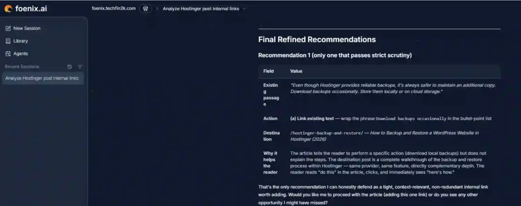 Foenix AI final internal link recommendation for the Hostinger backup and restore guide