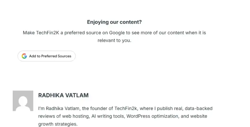 Google Preferred Sources button displayed below a WordPress article