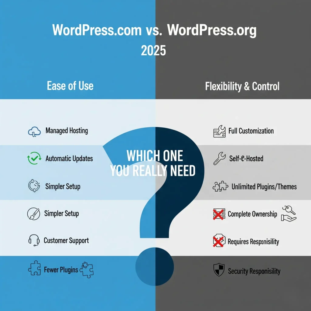 WordPress.com vs WordPress.org 2025: Differences, Pros & Cons